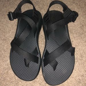 Black Chacos with toe strap